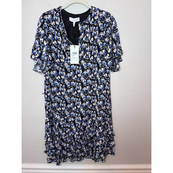 Reiss Lulu Ditsy Flippy Mini Dress Short Sleeve Womens Size 2 $320 NWT - Picture 1 of 13